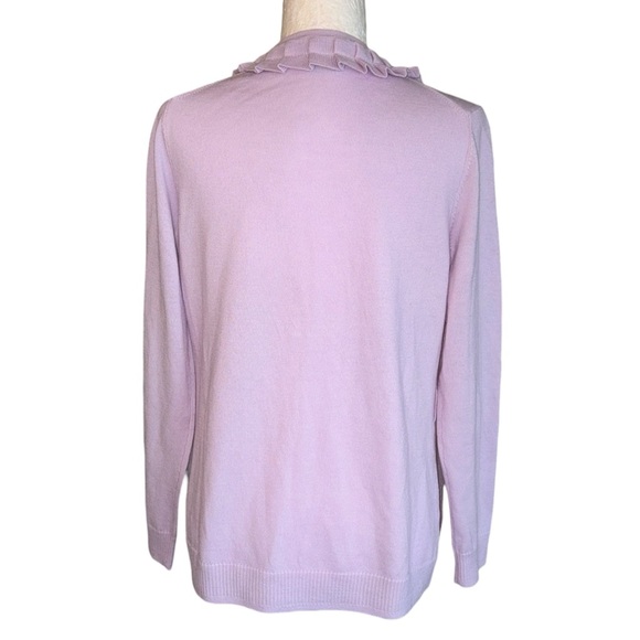 Brooks Brothers Lavender Lilac Merino Wool Ruffle Cardigan - M - Picture 5 of 9